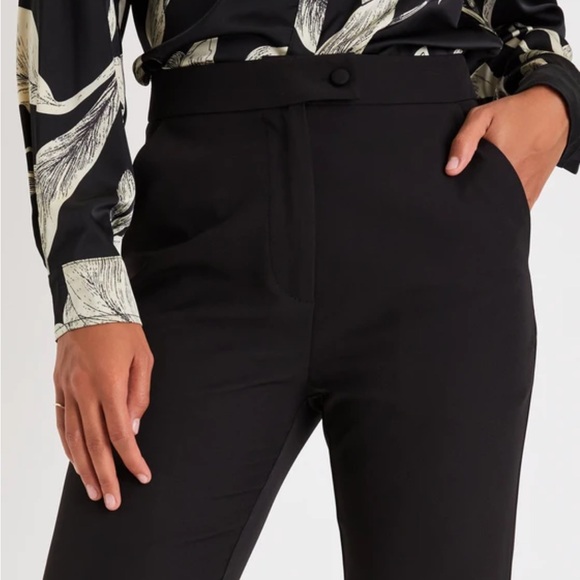 NWT Lulus Posh Excellence Black High Rise Straight Cropped Trouser Pants -Medium - Picture 4 of 4